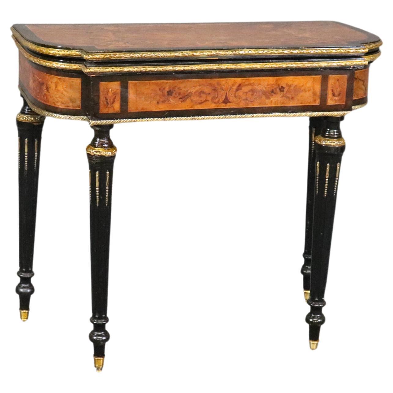 Superb Bronze Mounted Inlaid Walnut Ebonized French Games Table Circa 1870