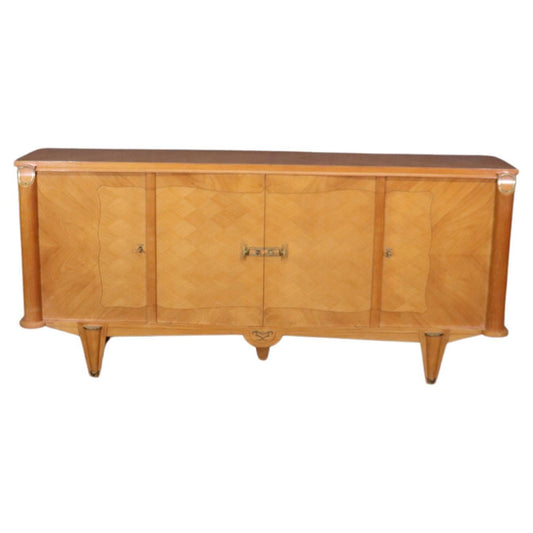 Andre Arbus Style Cherry Marquetry French Art Deco Sideboard Buffet Circa 1940