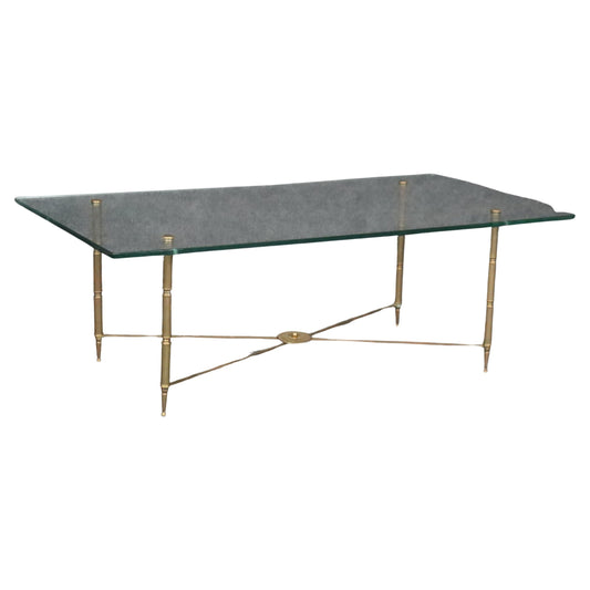 Fantastic Bronze and Thick Glass Directoire Maison Jansen Style Coffee Table