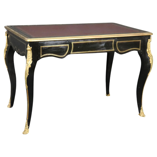 Gorgeous French Louis XV Style Ebonized Writing Executive Desk