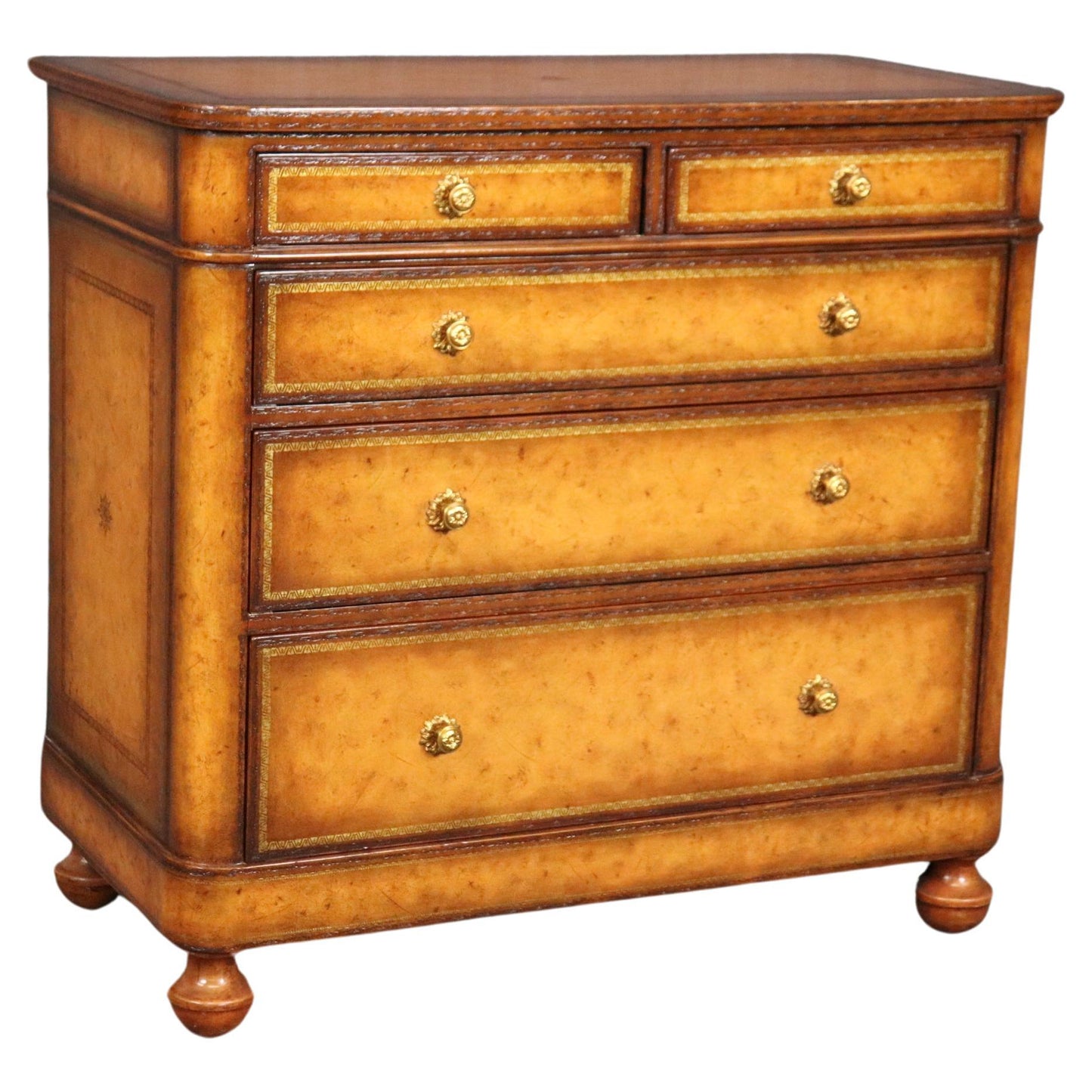 Maitland Smith Embossed Leather Wrapped Chest of Drawers Commode