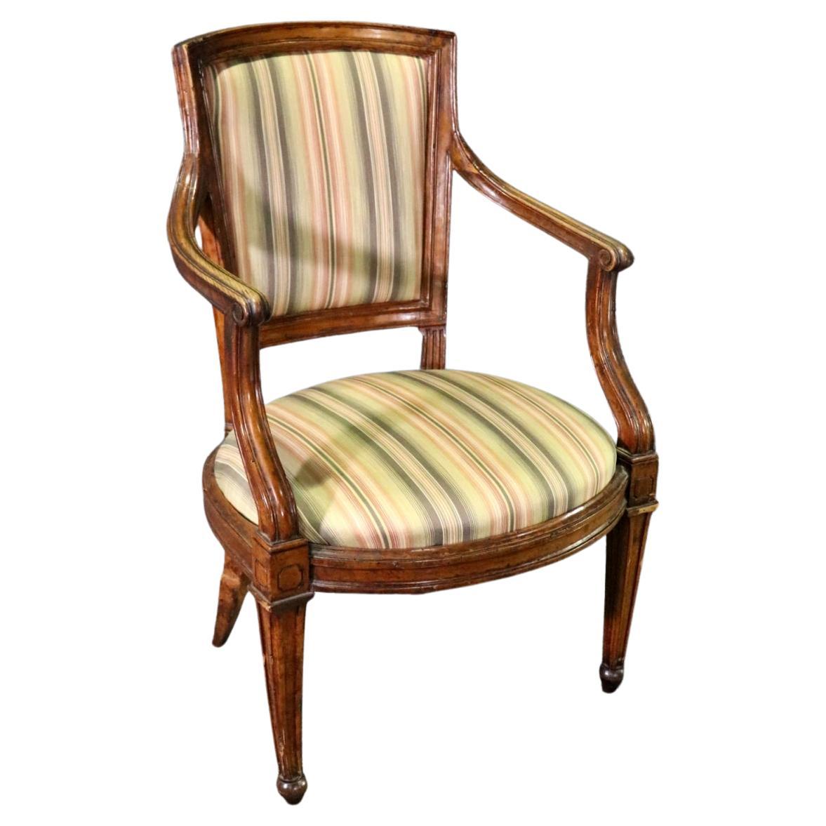 Period Antique Directoire French Louis XVI Walnut Armchair