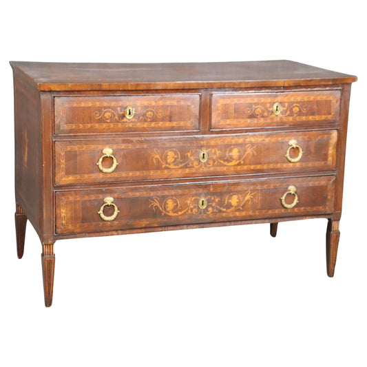 Fine Original Finish Italian Provincial Inlaid Walnut and Fruitwood Commode