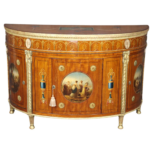 Best Quality Grand English Adams Paint Decorated Satinwood Sideboard Buffet