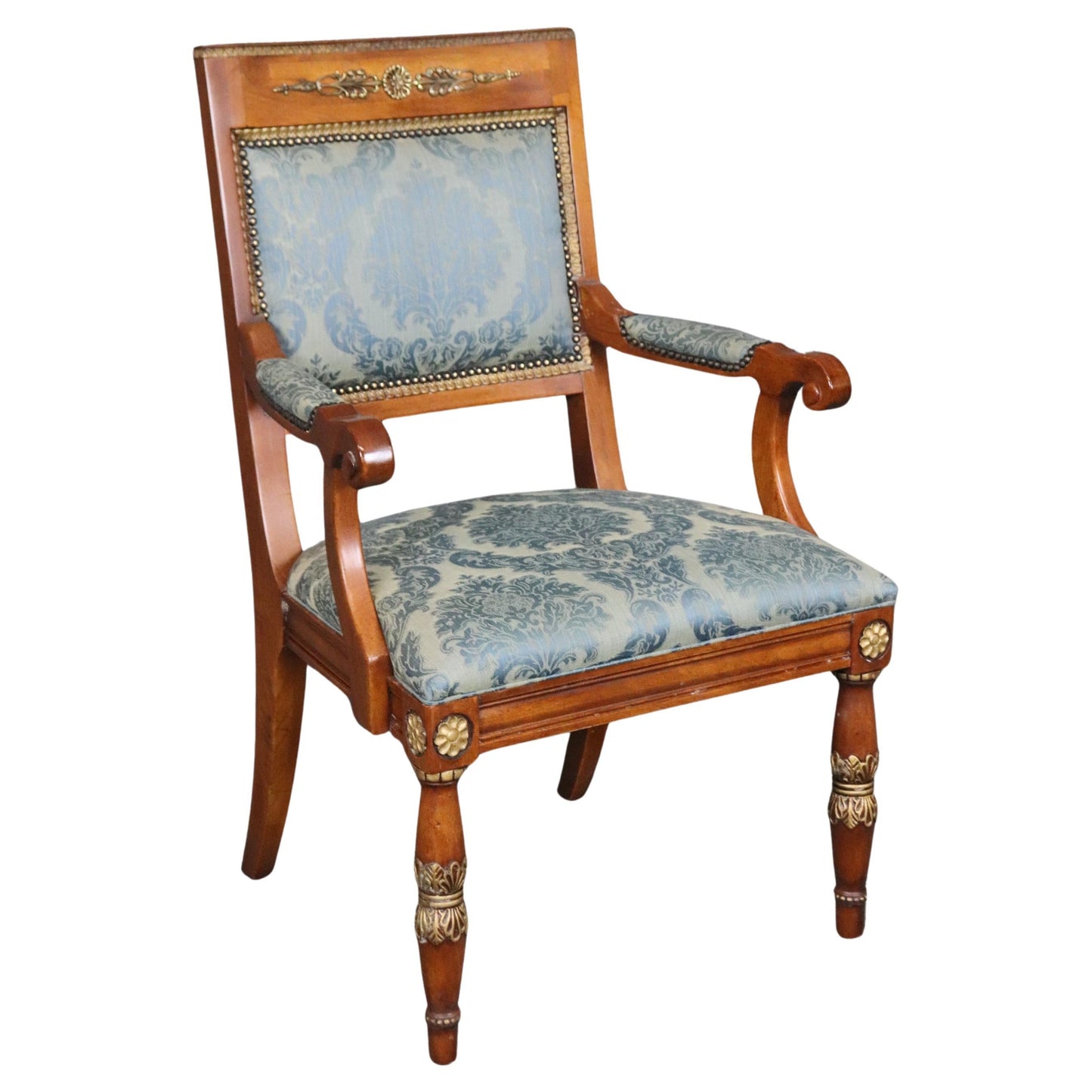 French Empire Style Ormolu Henredon Classic Armchair or Throne Chair