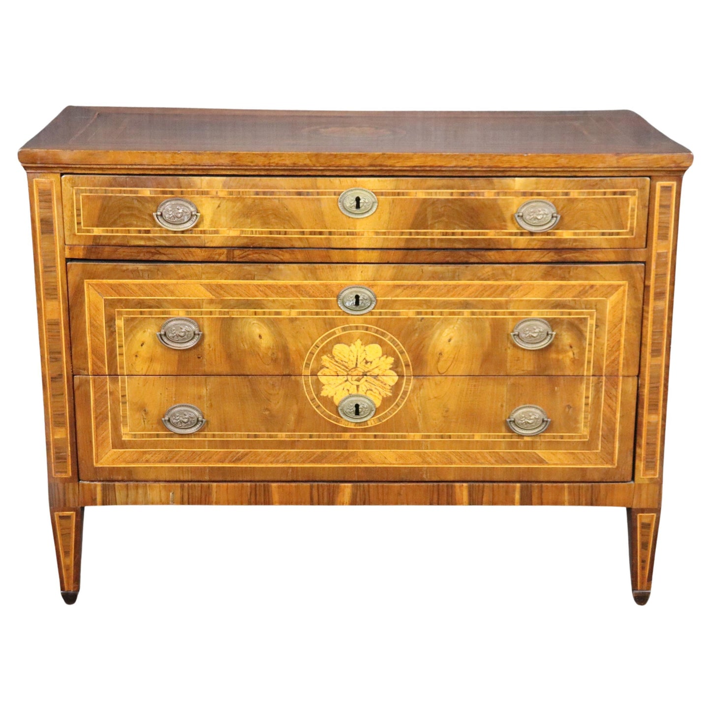 Fantastic 1850s era Italian Made Formal Walnut Directoire Style Commode