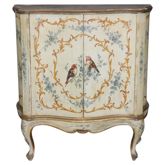 Fantastic Venetian Paint Decorated Commode cabinet with Painted Birds