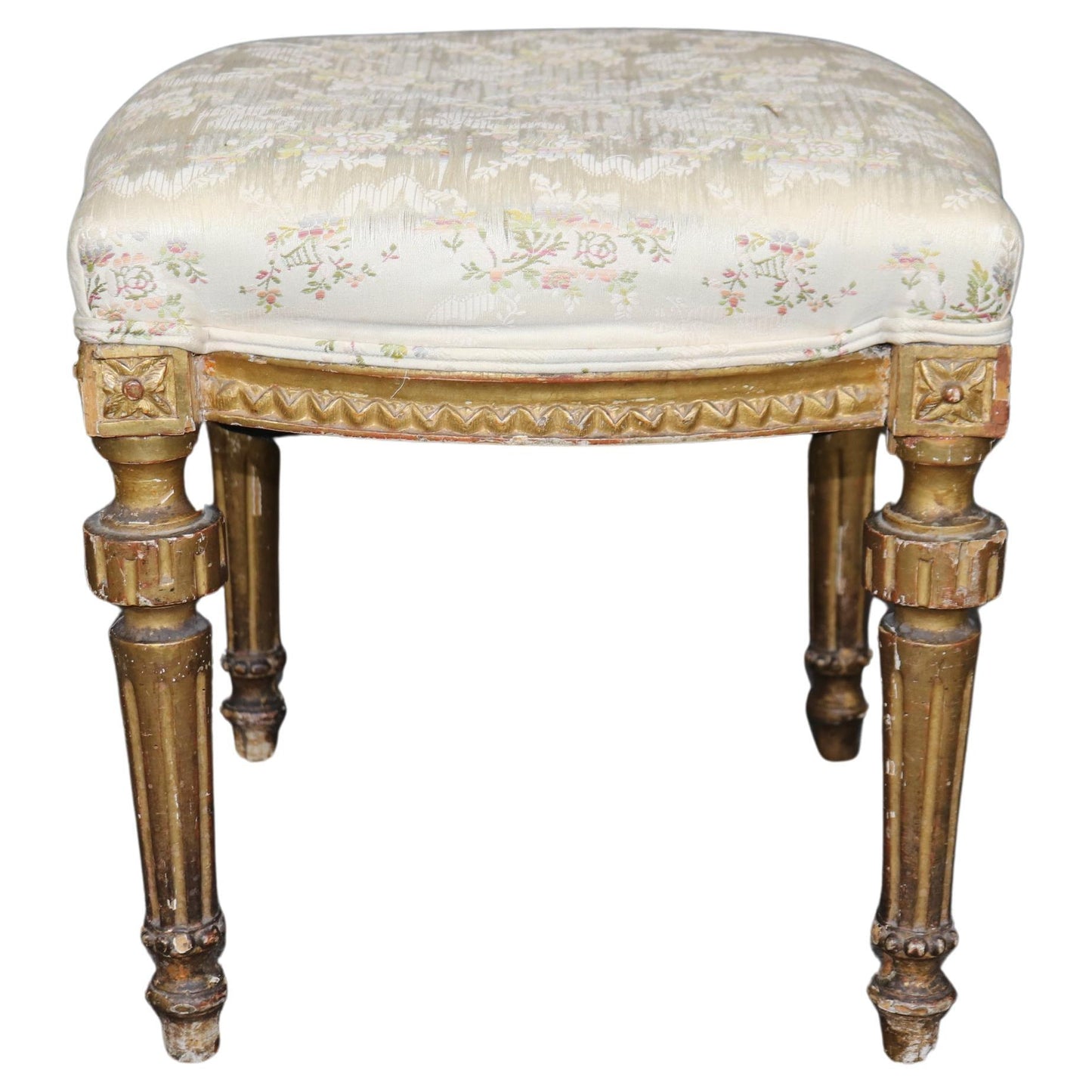 Gorgeous Old Gilded French Louis XVI Foot Stool Circa 1900