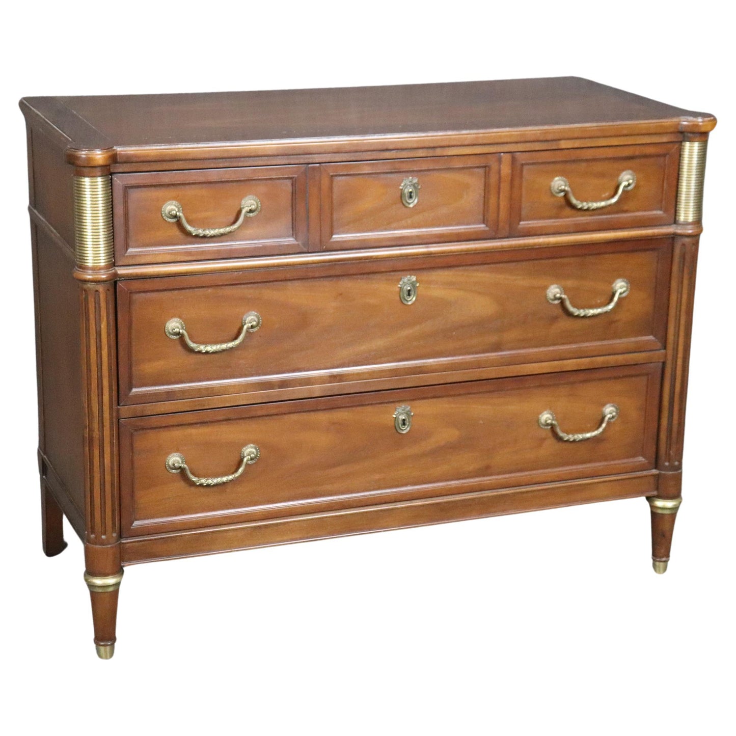 Fantastic Baker Furniture Company Directore Jansen Style Mahogany Brass Commode