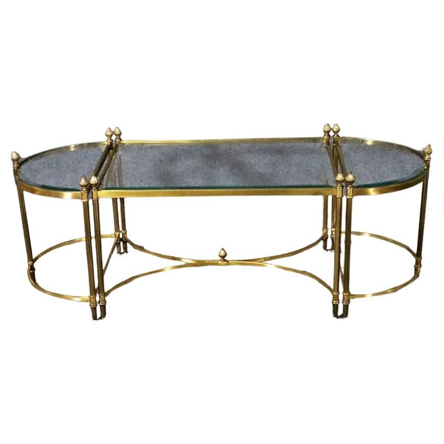 Maison Jansen Style 3 Piece Banquet Coffee Table in Brass