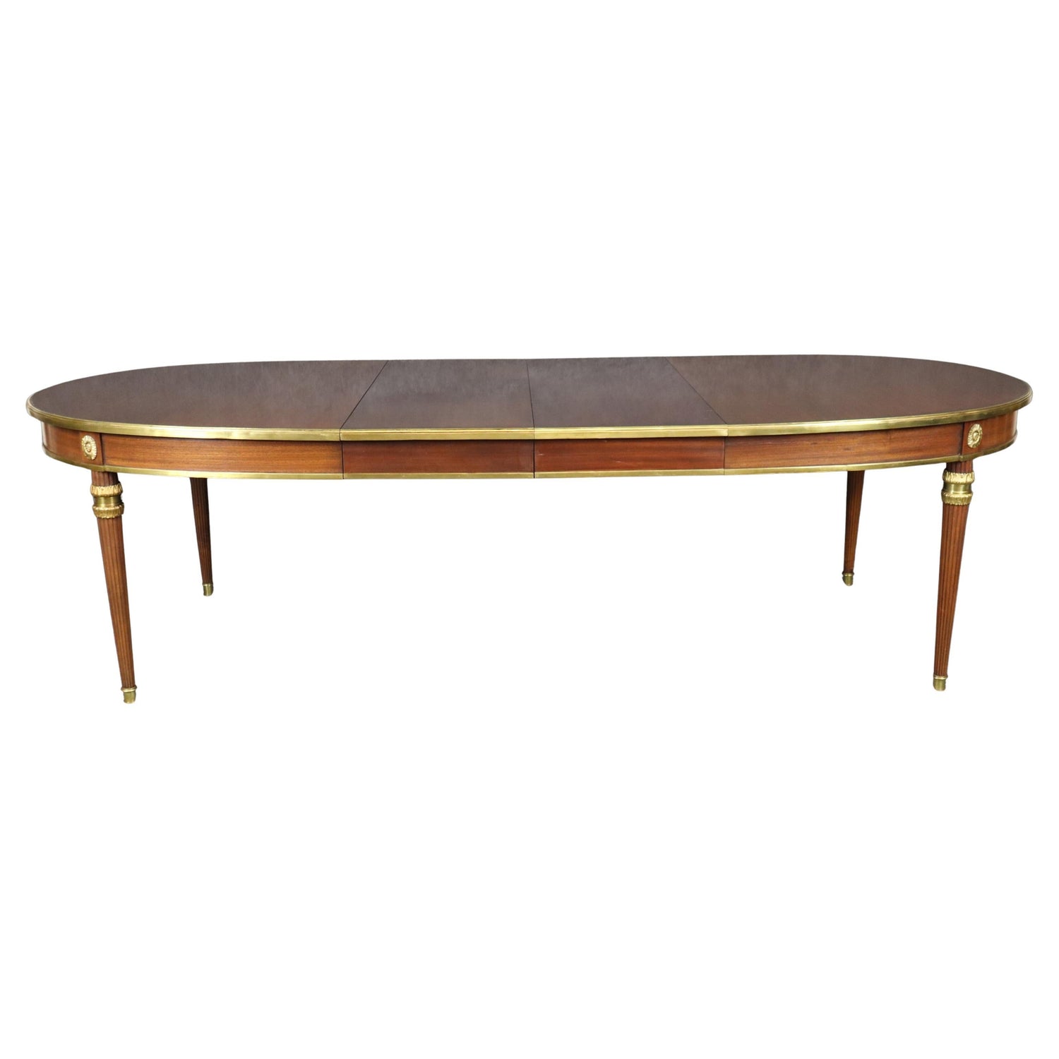 Rare Bronze Mounted Signed Maison Jansen Ribbon Mahogany Dining Table