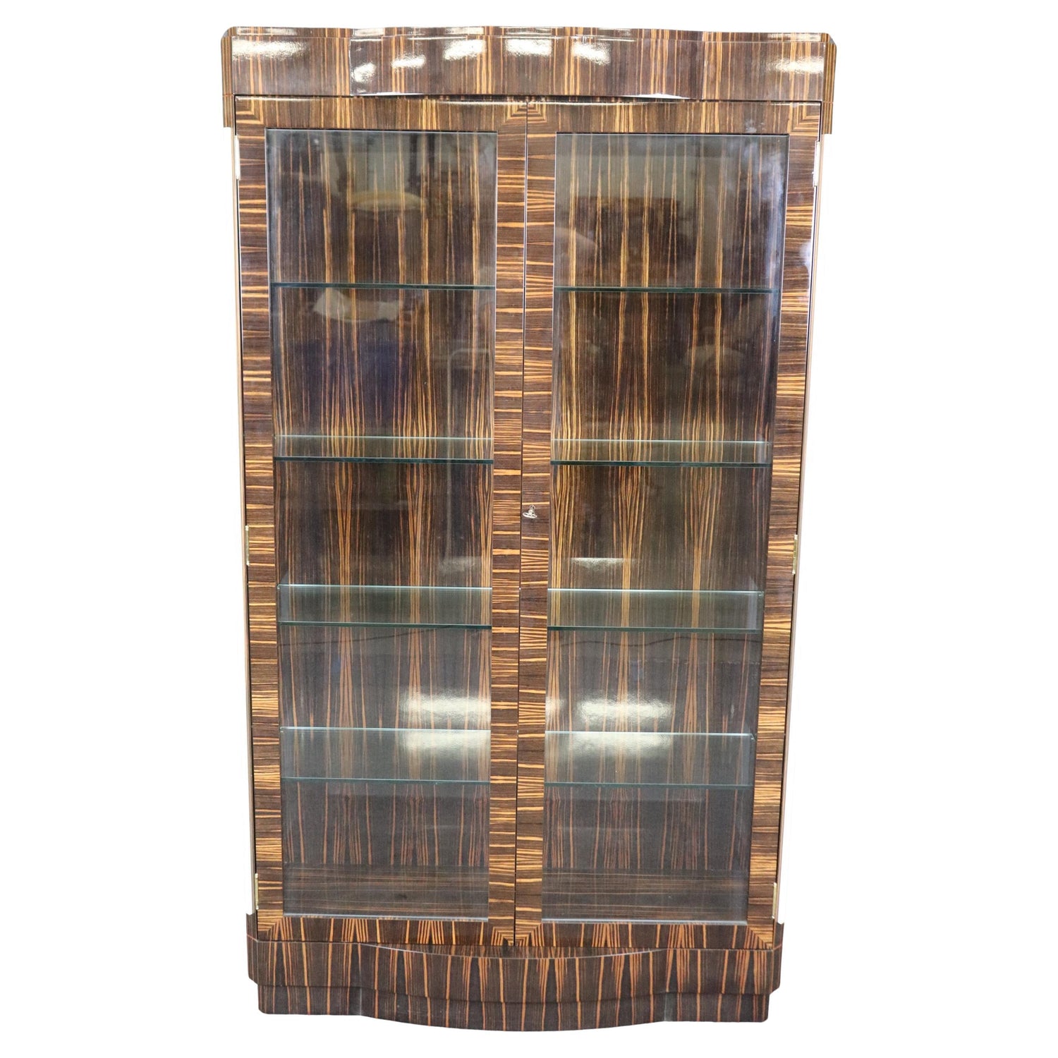 Macassar Ebony Lighted Contemporary French-Made Art Deco Vitrine Manner Ruhlmann