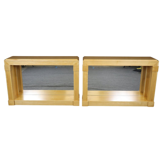 Pair of Hollywood Regency Style Maple Mirrored Console Tables