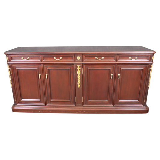 Custom-Made Mahogany Carved French Directoire Style Gilded Sideboard Buffet