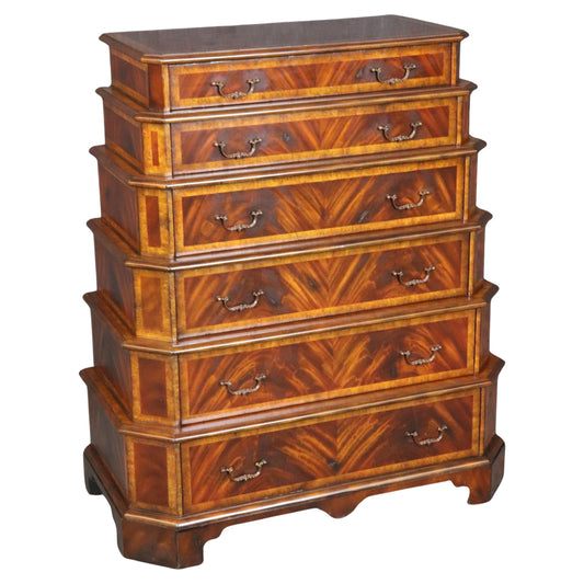 Fantastic George III Style Stacked Banded Mahogany Tall Dresser