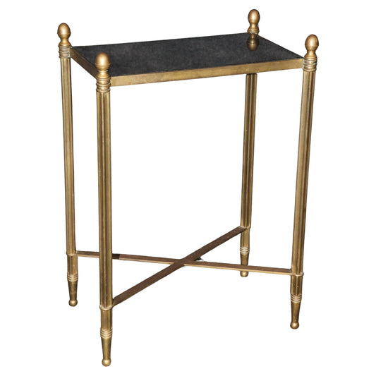 Petite Louis XVI Style Directoire Brass and Granite Top Occasional Accent Table